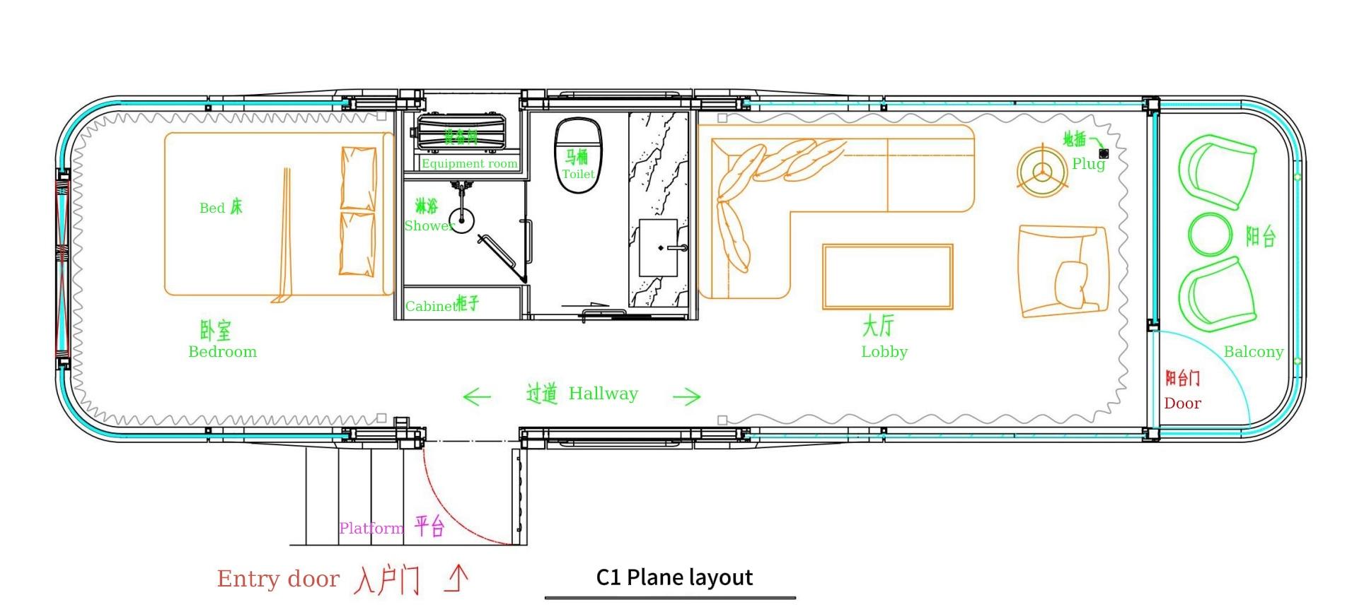 Space Capsule House floor plan